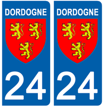 Load the image in the gallery, 24 Dordogne - Stickers for license plate, available for CAR and MOTO