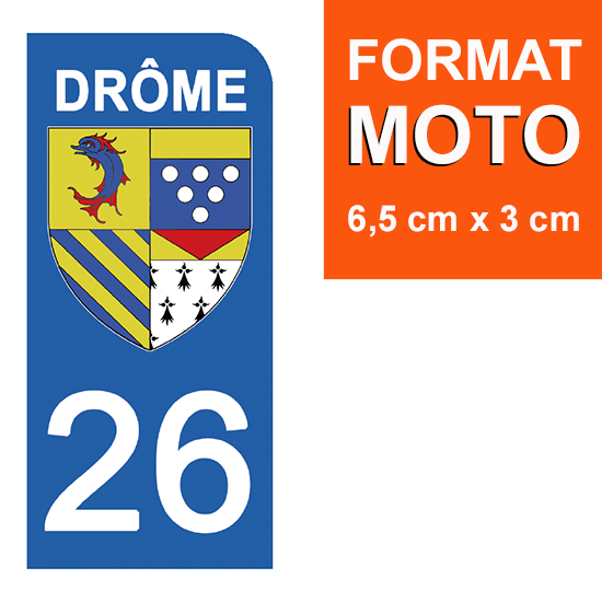 26 DRÔME - Stickers pour plaque d'immatriculation, disponible pour AUTO et MOTO