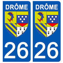 Load the image in the gallery, 26 DRÔME - License plate stickers, available for AUTO and MOTO