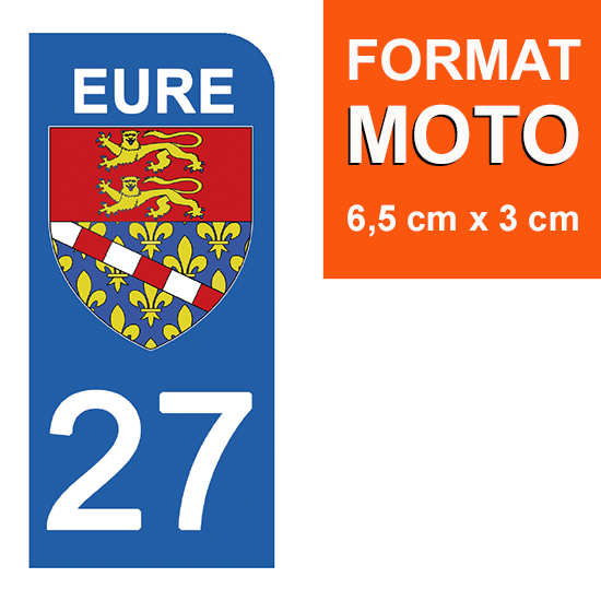 27 EURE - Stickers pour plaque d'immatriculation, disponible pour AUTO et MOTO