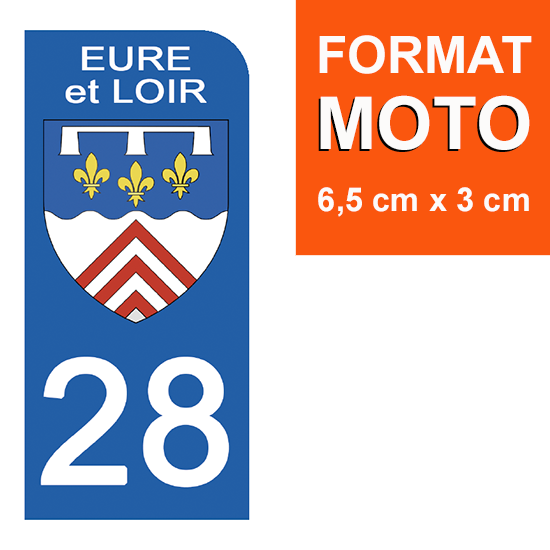 28 EURE et LOIRE - Stickers pour plaque d'immatriculation, disponible pour AUTO et MOTO