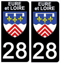 Charger l&#39;image dans la galerie, 28 EURE et LOIRE - Stickers pour plaque d&#39;immatriculation, disponible pour AUTO et MOTO

