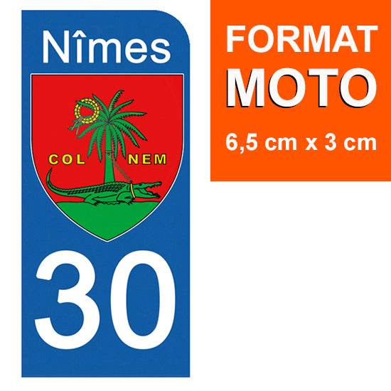 30 NIMES GARD - Stickers pour plaque d'immatriculation, disponible pour AUTO et MOTO