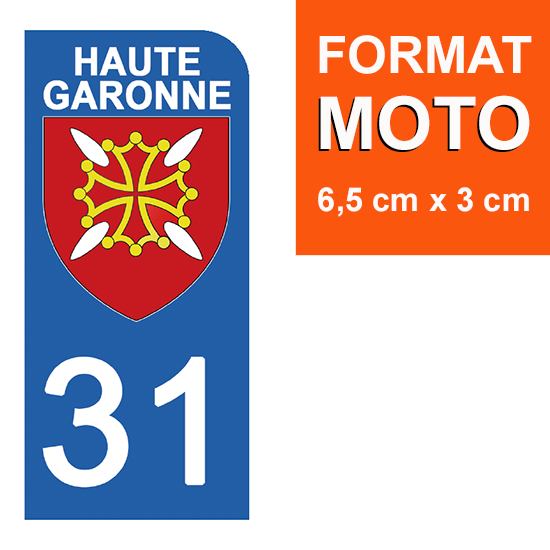 31 HAUTE GARONNE - Stickers pour plaque d'immatriculation, disponible pour AUTO et MOTO