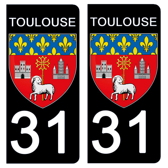 Autocollant plaque immatriculation voiture 31 Stade Toulousain Rugby Noir