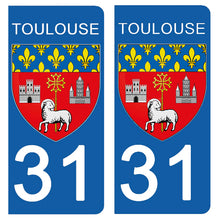 Load the image in the gallery, 31 TOULOUSE, HAUTE GARONNE - License plate stickers, available for AUTO and MOTO