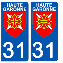 Charger l&#39;image dans la galerie, 31 HAUTE GARONNE - Stickers pour plaque d&#39;immatriculation, disponible pour AUTO et MOTO
