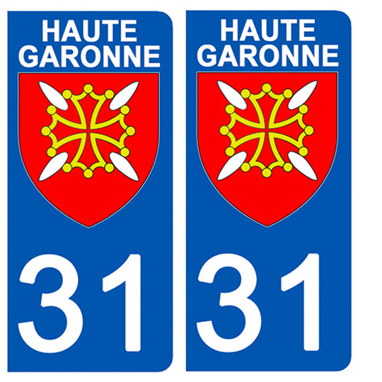 31 HAUTE GARONNE - Stickers pour plaque d'immatriculation, disponible pour AUTO et MOTO