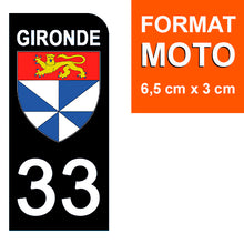 Load the image in the gallery, 33 GIRONDE - Stickers for license plate, available for AUTO and MOTO