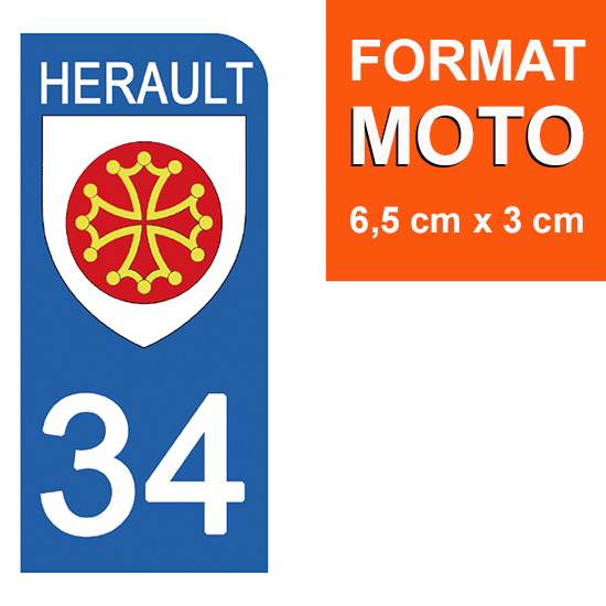 34 HERAULT - Stickers pour plaque d'immatriculation, disponible pour AUTO et MOTO