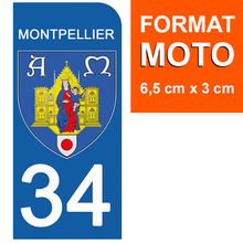 Load the image in the gallery, 34 MONTPELLIER, HERAULT - License plate stickers, available for AUTO and MOTO