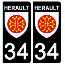 Charger l&#39;image dans la galerie, 34 HERAULT - Stickers pour plaque d&#39;immatriculation, disponible pour AUTO et MOTO
