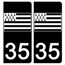 Charger l&#39;image dans la galerie, 35 ILLE ET VILAINE, Gwen-ha-Du - Stickers pour plaque d&#39;immatriculation, disponible pour AUTO et MOTO

