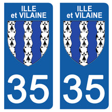 Load the image in the gallery, 35 ILLE ET VILAINE - Stickers for license plate, available for CAR and MOTO
