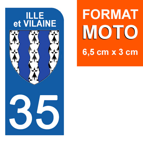 35 ILLE ET VILAINE - Stickers pour plaque d'immatriculation, disponible pour AUTO et MOTO