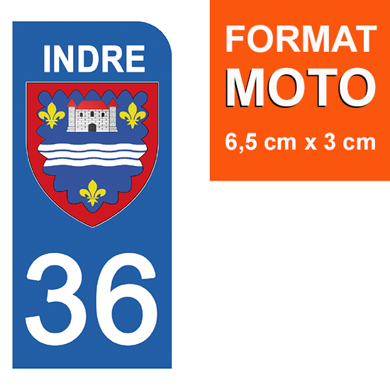 36 INDRE - Stickers pour plaque d'immatriculation, disponible pour AUTO et MOTO