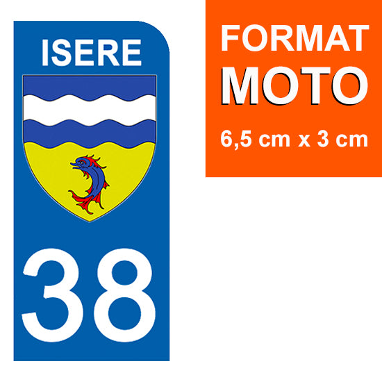 38 ISERE - Stickers pour plaque d'immatriculation, disponible pour AUTO et MOTO