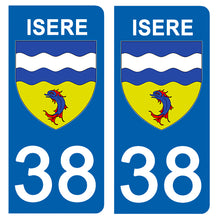 Load the image in the gallery, 38 ISERE - Stickers for license plate, available for AUTO and MOTO