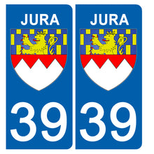 Charger l&#39;image dans la galerie, 39 JURA - Stickers pour plaque d&#39;immatriculation, disponible pour AUTO et MOTO

