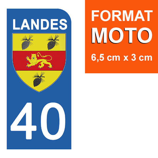 40 LANDES - Stickers pour plaque d'immatriculation, disponible pour AUTO et MOTO
