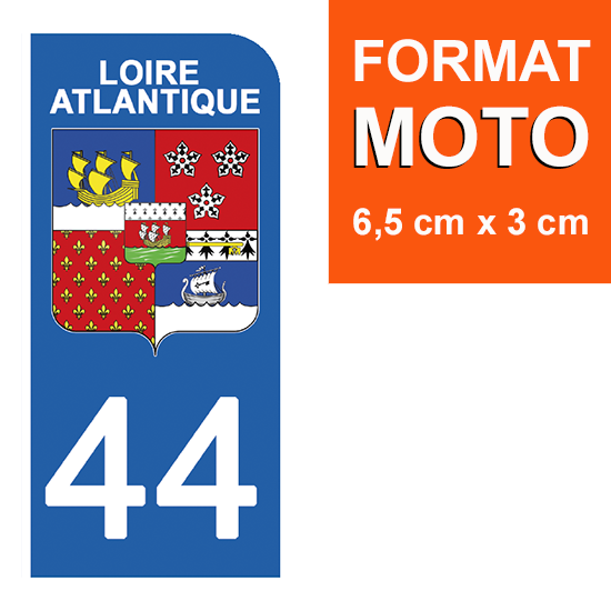 44 LOIRE ATLANTIQUE - Stickers pour plaque d'immatriculation, disponible pour AUTO et MOTO
