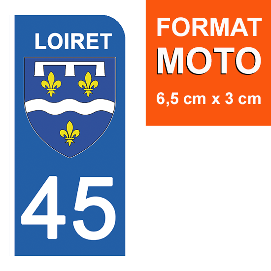 45 LOIRET - Stickers pour plaque d'immatriculation, disponible pour AUTO et MOTO