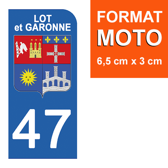 47 LOT et GARONNE - Stickers pour plaque d'immatriculation, disponible pour AUTO et MOTO