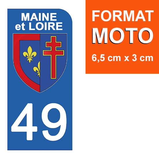 49 MAINE et LOIRE - Stickers pour plaque d'immatriculation, disponible pour AUTO et MOTO
