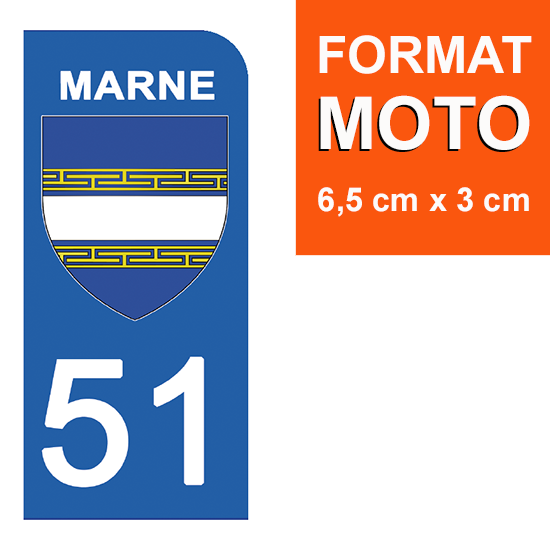 51 MARNE - Stickers pour plaque d'immatriculation, disponible pour AUTO et MOTO