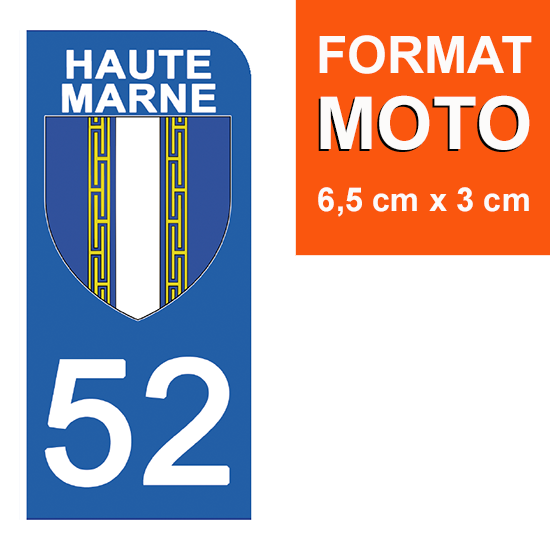 52 HAUTE MARNE - Stickers pour plaque d'immatriculation, disponible pour AUTO et MOTO