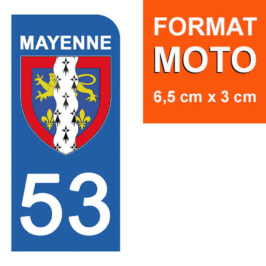 53 MAYENNE - Stickers pour plaque d'immatriculation, disponible pour AUTO et MOTO