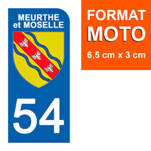 Load the image in the gallery, 54 MEURTHE et MOSELLE - License plate stickers, available for AUTO and MOTO