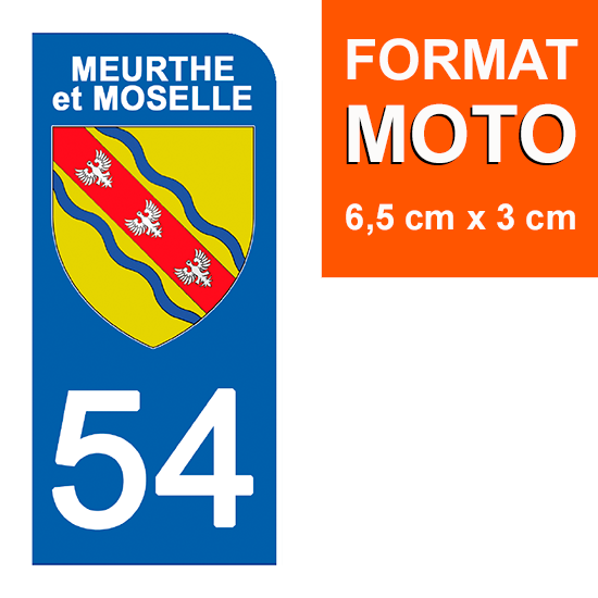 54 MEURTHE et MOSELLE - Stickers pour plaque d'immatriculation, disponible pour AUTO et MOTO
