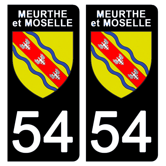 Autocollant plaque d'immatriculation 54 Meurthe et Moselle