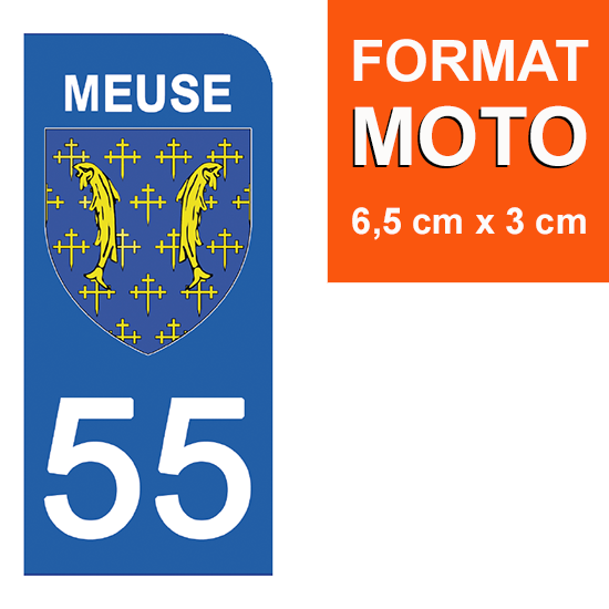 55 MEUSE - Stickers pour plaque d'immatriculation, disponible pour AUTO et MOTO