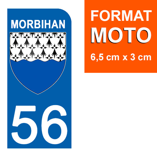 56 MORBIHAN - Stickers pour plaque d'immatriculation, disponible pour AUTO et MOTO