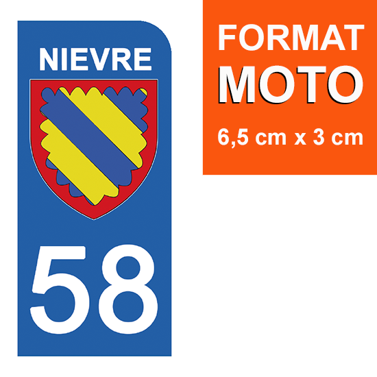 58 NIEVRE - Stickers pour plaque d'immatriculation, disponible pour AUTO et MOTO