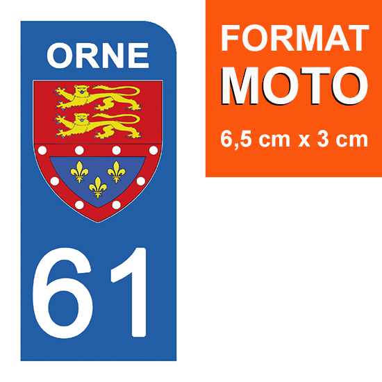 61 ORNE - Stickers pour plaque d'immatriculation, disponible pour AUTO et MOTO