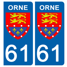 Load the image in the gallery, 61 ORNE - Stickers for license plate, available for AUTO and MOTO