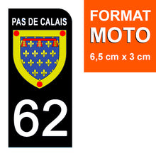 Charger l&#39;image dans la galerie, 62 PAS DE CALAIS - Stickers pour plaque d&#39;immatriculation, disponible pour AUTO et MOTO
