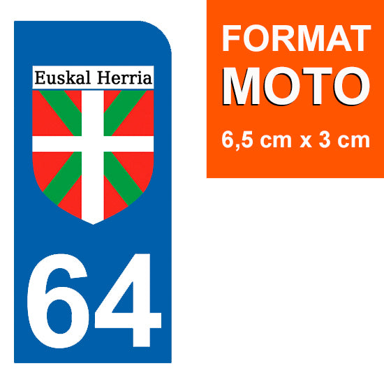 64 PYRENNEES ATLANTIQUES, ikurrina - Stickers pour plaque d'immatriculation, disponible pour AUTO et MOTO