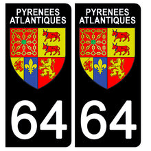 Load the image in the gallery, 64 PYRENNEES ATLANTIQUE - Stickers for license plate, available for AUTO and MOTORCYCLE