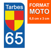 Load the image in the gallery, 65 HAUTES PYRENNEES, TARBES - License plate stickers, available for AUTO and MOTO