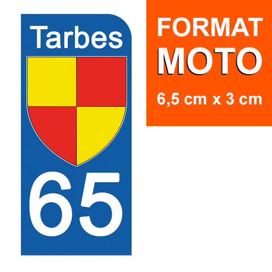 65 HAUTES PYRENNEES, TARBES - Stickers pour plaque d'immatriculation, disponible pour AUTO et MOTO