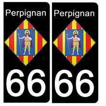 Load the image in the gallery, 66 PYRENNEES ORIENTALES, PERPIGNAN - License plate stickers, available for AUTO and MOTO