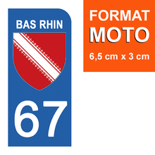 Load the image in the gallery, 67 BAS RHIN - Stickers for license plate, available for CAR and MOTO