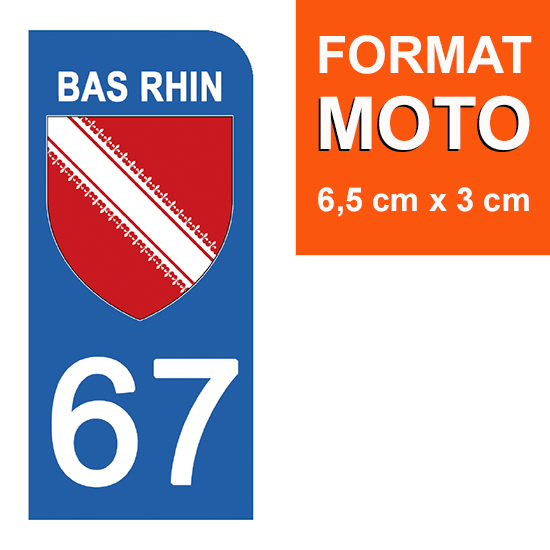 67 BAS RHIN - Stickers pour plaque d'immatriculation, disponible pour AUTO et MOTO