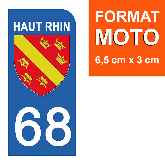 68 HAUT RHIN - Stickers pour plaque d'immatriculation, disponible pour AUTO et MOTO