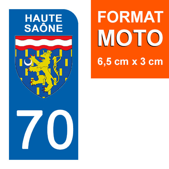 70 HAUTE SAÔNE - Stickers pour plaque d'immatriculation, disponible pour AUTO et MOTO
