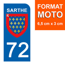 Charger l&#39;image dans la galerie, 72 SARTHE - Stickers pour plaque d&#39;immatriculation, disponible pour AUTO et MOTO
